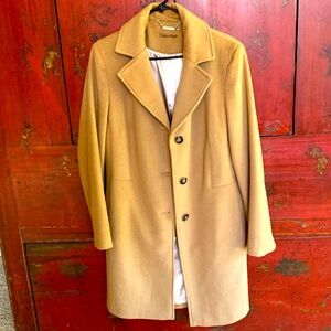 NWOT Calvin Klein Cashmere Wool Blend Camel Coat